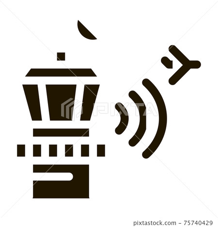 Airport Control Tower Radar Icon Vector Airport Control Tower Radar Icon Vector 75740429