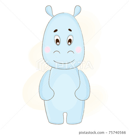 Cute hippo baby in cartoon style. Vector illustration. Cute hippo baby in cartoon style. Vector illustration. 75740566