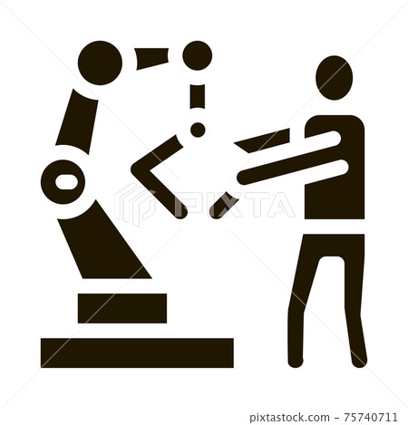 Man And Robot Arm Icon Vector Glyph Illustration 75740711