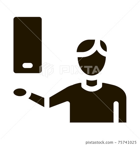 Man Hold Phone Icon Vector Glyph Illustration Man Hold Phone Icon Vector Glyph Illustration 75741025