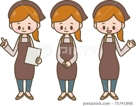 女服務員圍裙擺姿勢的集合 女服務員圍裙擺姿勢的集合 75741998