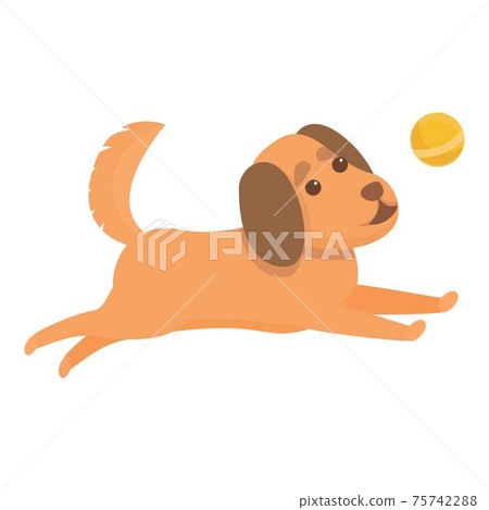 Playful dog play ball icon, cartoon style - Stock Illustration ...