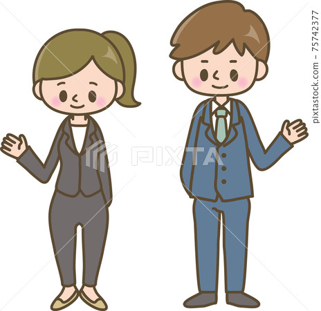 Illustration of men and women in suits Illustration of men and women in suits 75742377