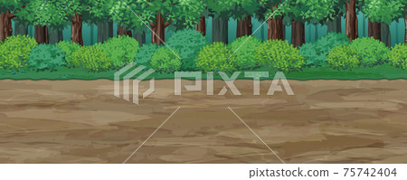 在forest_side-scrolling遊戲background_seamless中的土路景觀插圖 在forest_side-scrolling遊戲background_seamless中的土路景觀插圖 75742404