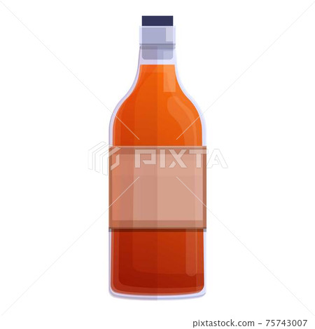 Bourbon whiskey bottle icon, cartoon style 75743007