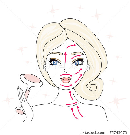 Beauty Girl Use Facial Roller. Beauty Girl Use Facial Roller. 75743073