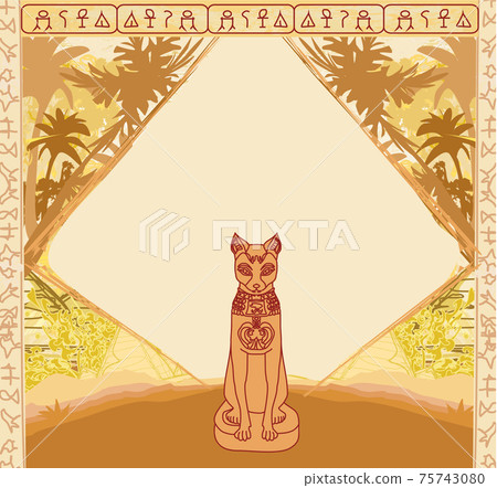 Stylized Egyptian cat , abstract grunge card Stylized Egyptian cat , abstract grunge card 75743080