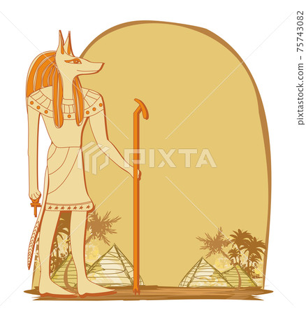 Ancient egyptian god anubis - brown frame Ancient egyptian god anubis - brown frame 75743082