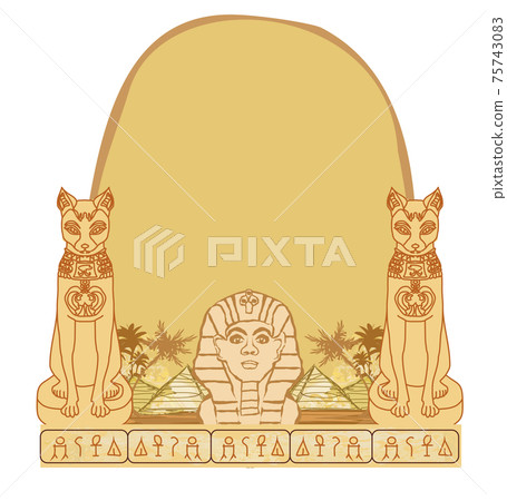 abstract grunge frame - Great Sphinx of Giza and jackals abstract grunge frame - Great Sphinx of Giza and jackals 75743083