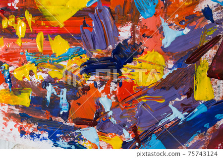 oil paint brush strokes on paper. multicoloure oil paint brush strokes on paper. multicoloure 75743124