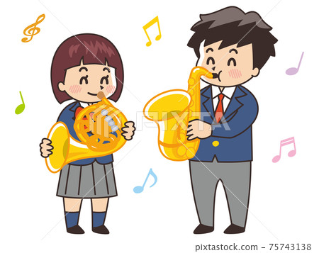 Junior high and high school students in the... - Stock Illustration ...