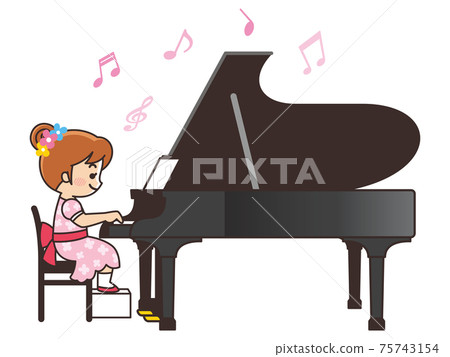 Girl playing at a piano recital 75743154
