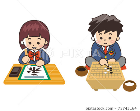 書法俱樂部的高中女生,圍棋俱樂部的高中男生 書法俱樂部的高中女生,圍棋俱樂部的高中男生 75743164