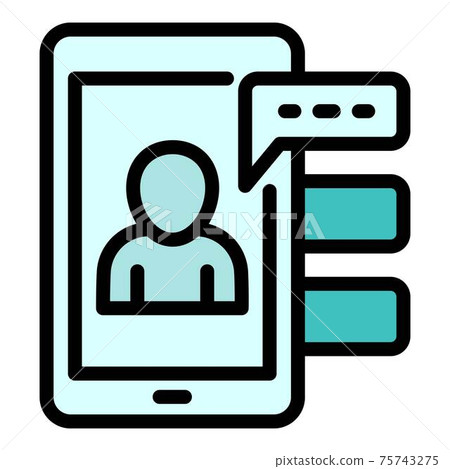 Interactive learning smartphone chat icon, outline style Interactive learning smartphone chat icon, outline style 75743275