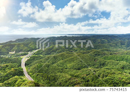[千葉縣/ Nokogiri山] Boso半島的富津立山路，金谷港和浦賀水道。 75743415