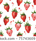 Watercolor seamless pattern with berries.  75743609