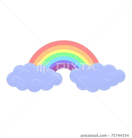 Rainbow cloud icon, cartoon style Rainbow cloud icon, cartoon style 75744354
