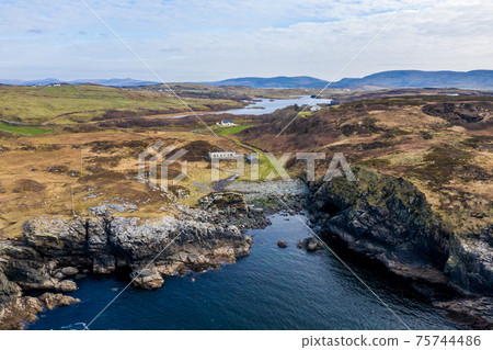 Aerial view of the coastline at Dawros in County Donegal - Ireland Aerial view of the coastline at Dawros in County Donegal - Ireland 75744486
