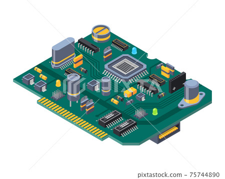 Hardware equipment for computers. Semiconductors, capacitor and chips Hardware equipment for computers. Semiconductors, capacitor and chips 75744890