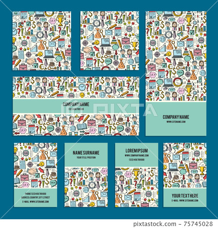 Design corporate identity set at business theme with abstract doodles Design corporate identity set at business theme with abstract doodles 75745028