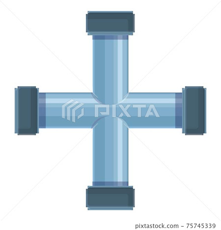 Cross pipe water icon, cartoon style 75745339