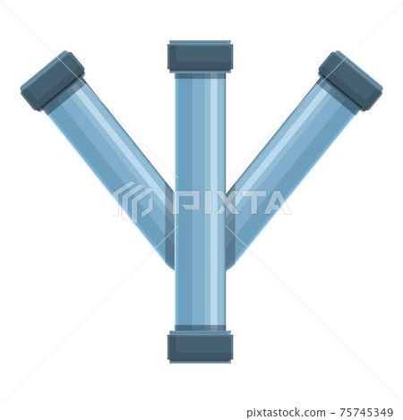 Triple pipe icon, cartoon style 75745349