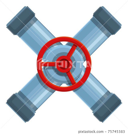 Cross pipe icon, cartoon style 75745383