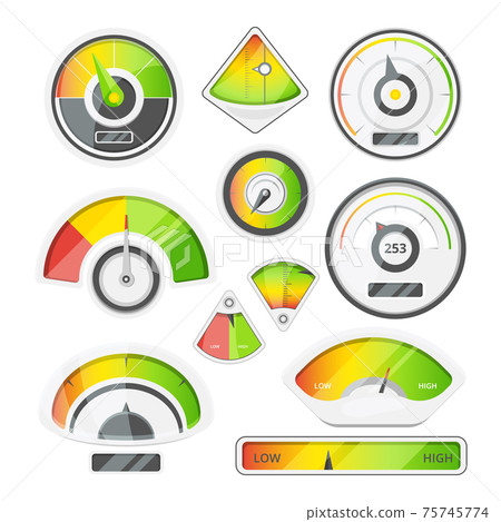 Different speed indicators. pictures of speedometers and tachometers 75745774