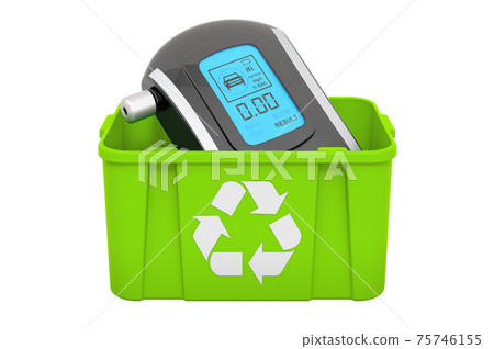 Recycling trashcan with breathalyzer, 3D rendering Recycling trashcan with breathalyzer, 3D rendering 75746155