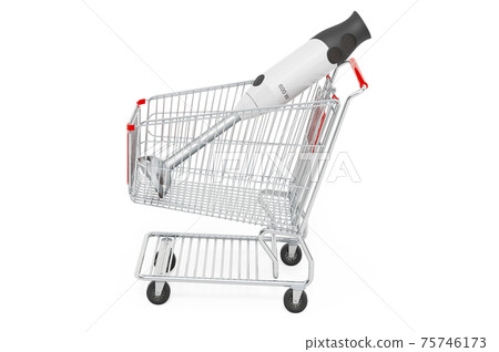 Shopping cart with stick blender. 3D rendering 75746173