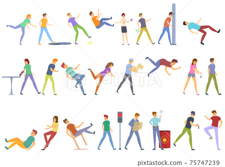 Careless person icons set, cartoon style - Stock Illustration [75747239 ...