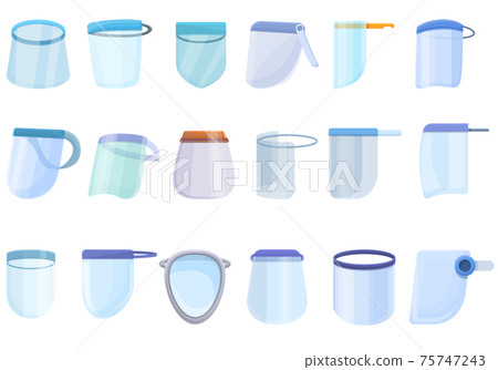 Face shield icons set, cartoon style 75747243