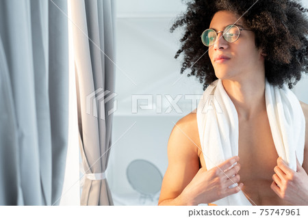 morning hygiene male skincare relaxed guy bath 75747961