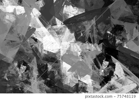 Duotone effect drawing Geometric smears Stained pattern Cement surface Dirty digital painted black white backdrop Gray colors Contemporary art. 75748119