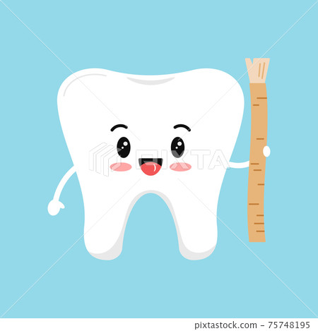 Cute tooth molar with siwak or miswak toothbrush. Cute tooth molar with siwak or miswak toothbrush. 75748195
