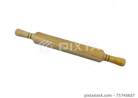 Wooden rolling pin isolated on white background Wooden rolling pin isolated on white background 75748687