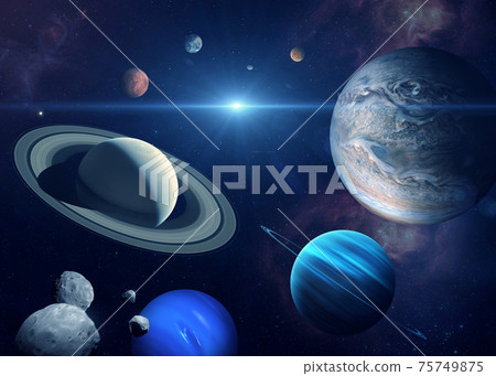 Solar system planet and sun. 75749875