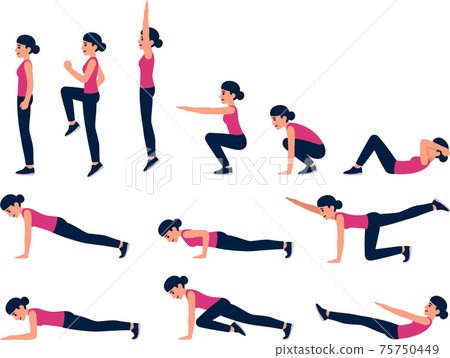 Woman exercise illustration set Woman exercise illustration set 75750449