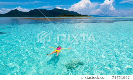 Kids snorkel. Children snorkeling in tropical sea. 75751662