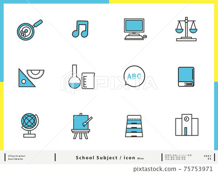 學校相關圖標藍色白色 75753971