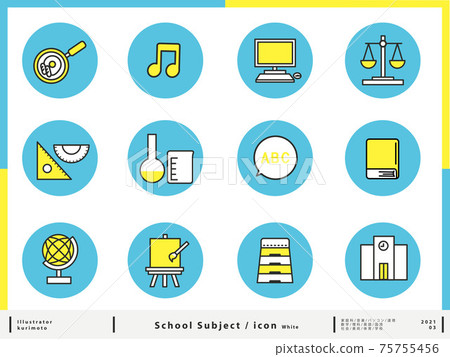 School related icons blue yellow 75755456