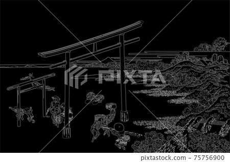 葛飾北齋圖像信部線反轉 75756900