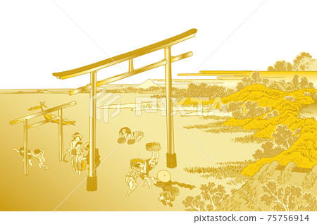 Katsushika Hokusai image Nobutoura gold white background 75756914