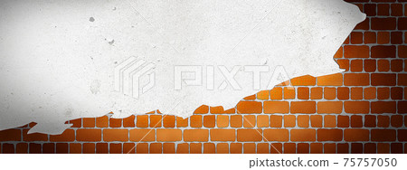 Illustration of an old brick wall that has fallen off 75757050