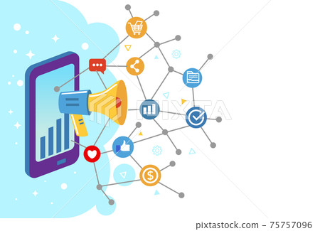 Digital marketing concept with megaphone, social media online marketing icon	 75757096