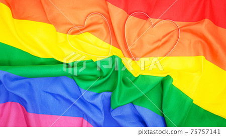 LGBTQ pride creased rainbow flag top view 75757141