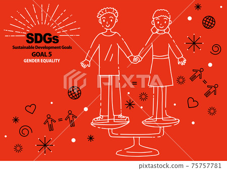 SDG GOAL5的指定顏色簡單線條圖（英語） 75757781