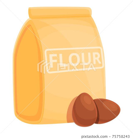 Dough flour package icon, cartoon style 75758243
