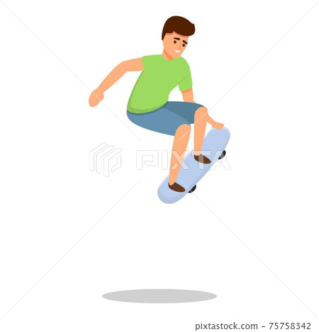 Freestyle jump skateboarding icon, cartoon style 75758342