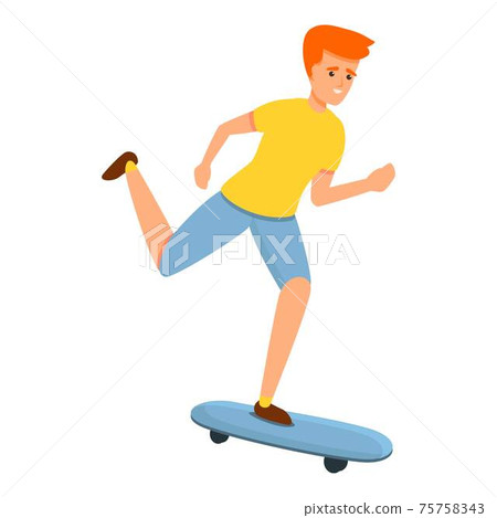 Fast boy skateboarding icon, cartoon style Fast boy skateboarding icon, cartoon style 75758343